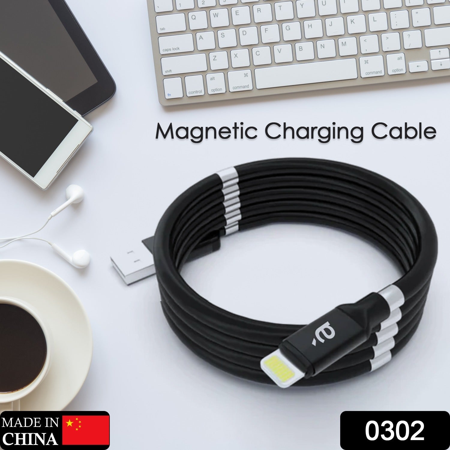 0302 USB Cable, Charging Cable 3A Fast Charge and Sync Most Stunning Charging Cable, Magnetic Charging Cable Charging Cable for Phone (Compatible with (No More Messy Cables in Car & Home), (120 CM), ( Black), One Cable) 0302 USB Cable, Charging Cable 3A Fast Charge and Sync Most Stunning Charging Cable, Magnetic Charging Cable Charging Cable for Phone (Compatible with (No More Messy Cables in Car & Home), (120 CM), ( Black), One Cable)